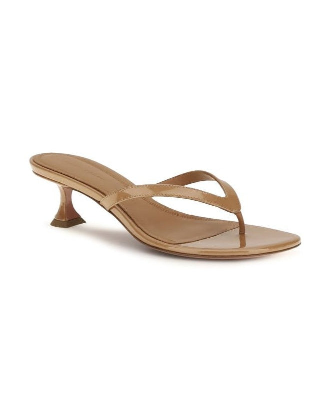 Amina Muaddi Beige Flat Sandals