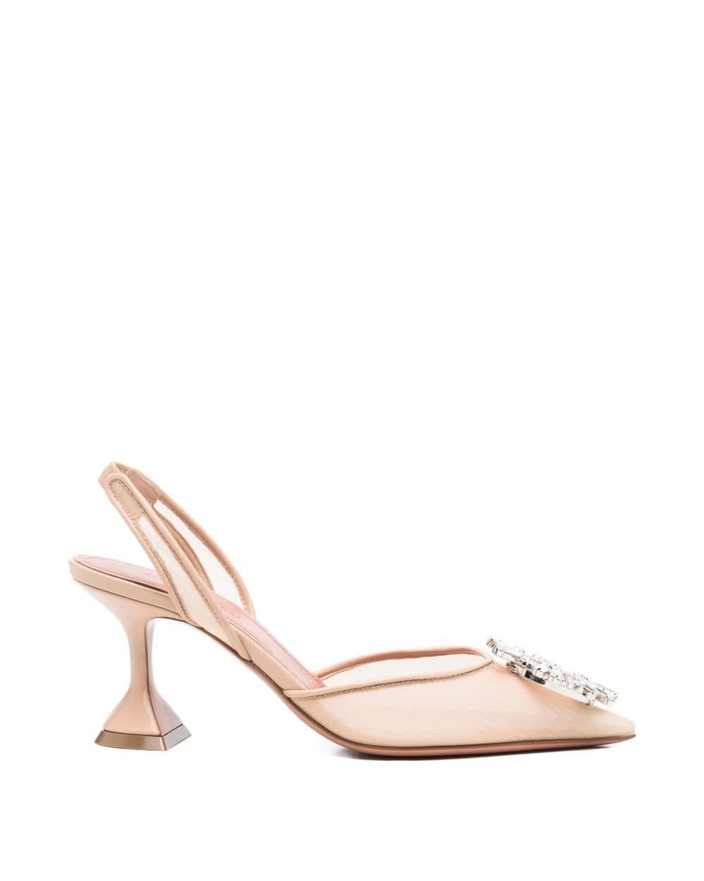 Amina Muaddi Beige Heel Medium Heel