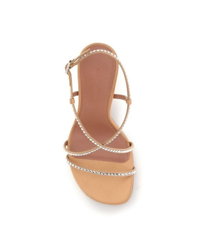 Amina Muaddi Beige Stiletto Heel Sandals
