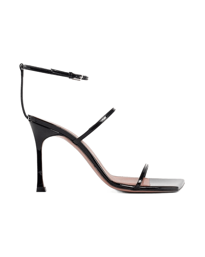 Amina Muaddi Black Calfskin Stiletto Heels Glam Steals