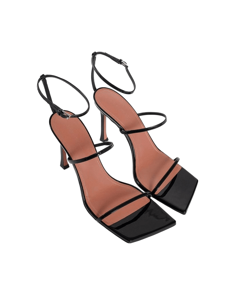 Amina Muaddi Black Calfskin Stiletto Heels Glam Steals