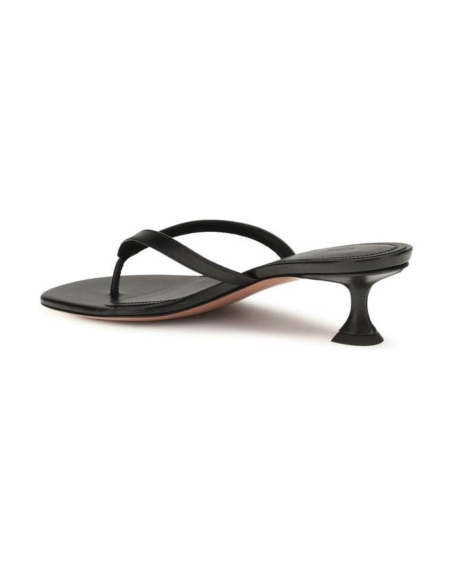 Amina Muaddi Black Lamb Ovis Aries Flat Sandals