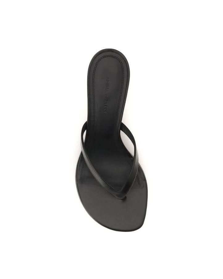Amina Muaddi Black Lamb Ovis Aries Flat Sandals