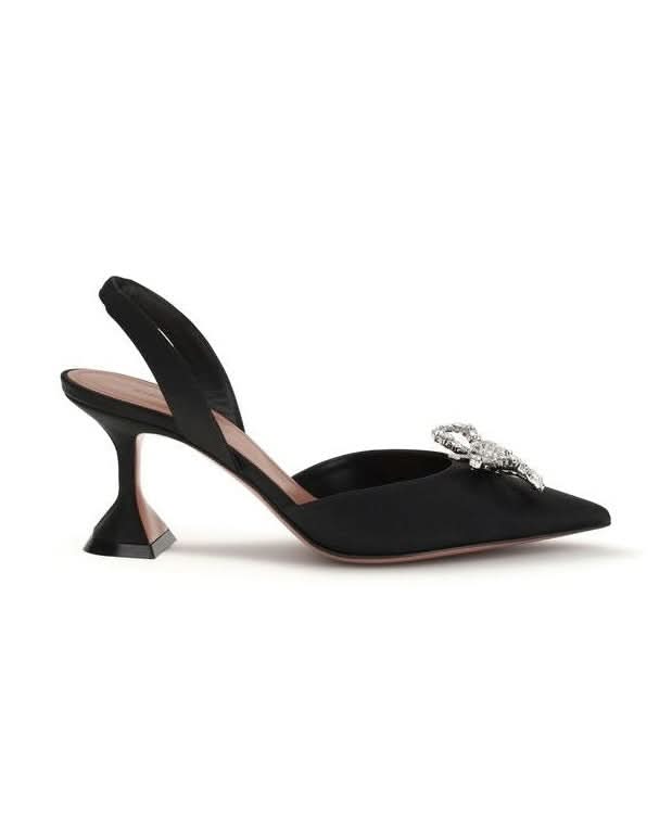 Amina Muaddi Black Silk Pumps