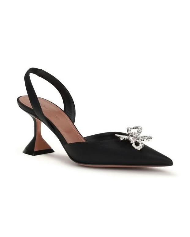 Amina Muaddi Black Silk Pumps
