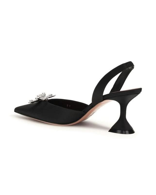 Amina Muaddi Black Silk Pumps