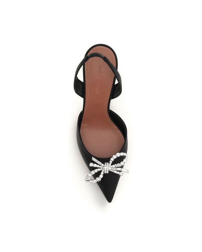 Amina Muaddi Black Silk Pumps Glam Steals
