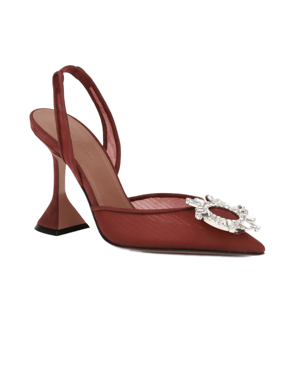 Amina Muaddi Bordeaux Mesh Slingback Pumps Glam Steals