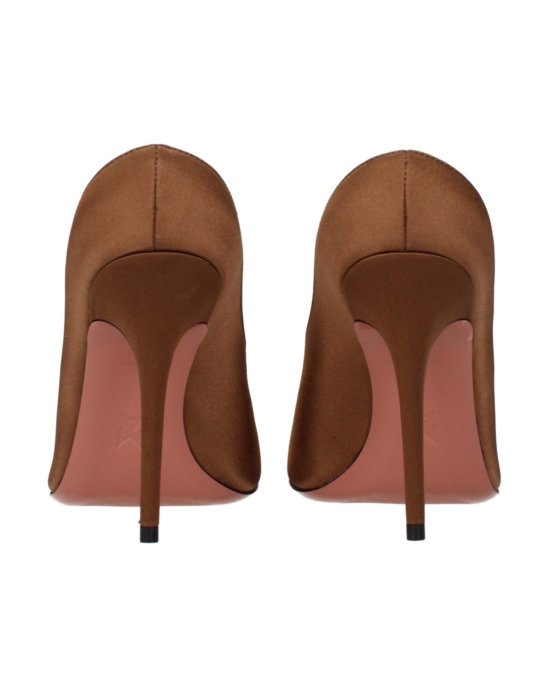 Amina Muaddi Brown Satin High Heel Pumps Glam Steals