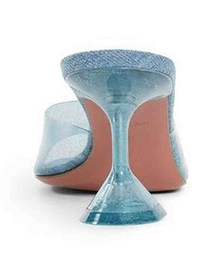 Amina Muaddi Denim Lupita Glass Pvc Mules Glam Steals