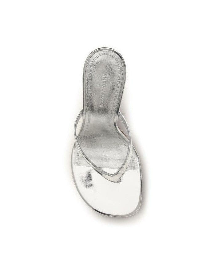 Amina Muaddi Silver Stiletto Heel Sandals Glam Steals