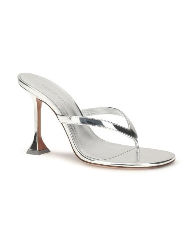 Amina Muaddi Silver Stiletto Heel Sandals Glam Steals