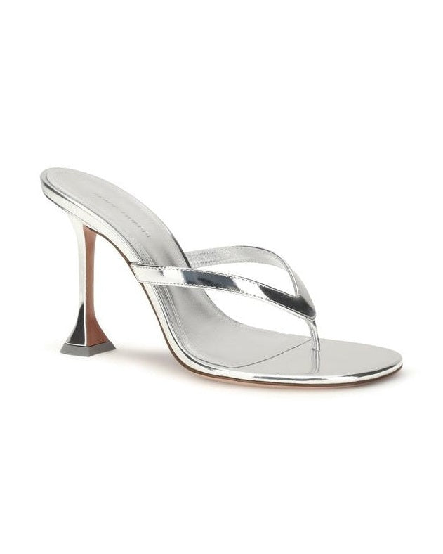 Amina Muaddi Silver Stiletto Heel Sandals Glam Steals