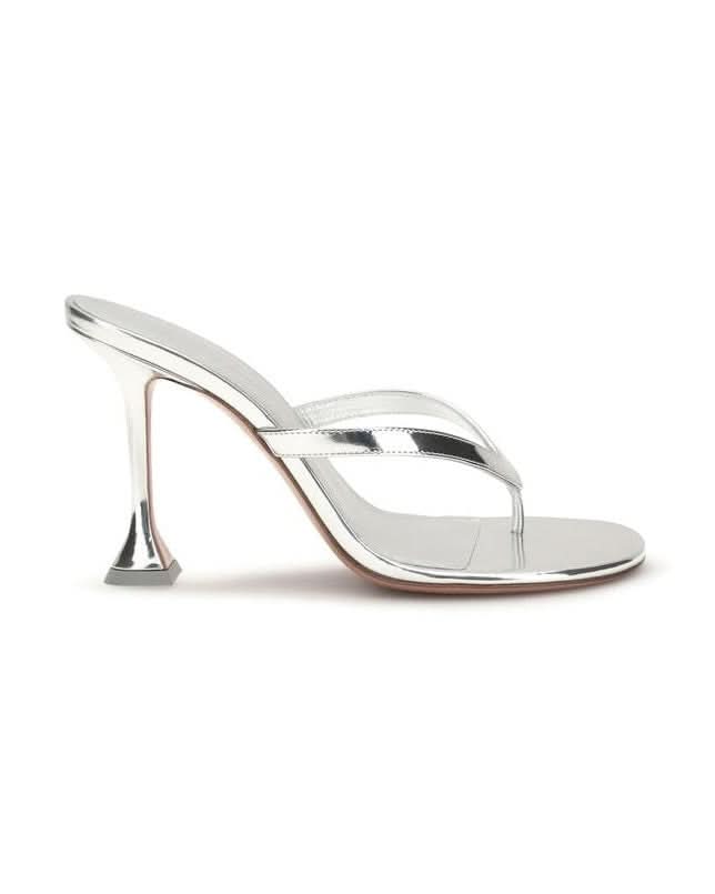 Amina Muaddi Silver Stiletto Heel Sandals Glam Steals
