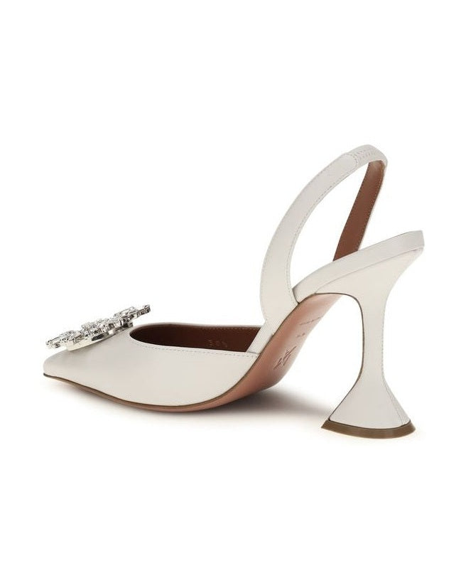 Amina Muaddi White High Heel Pumps