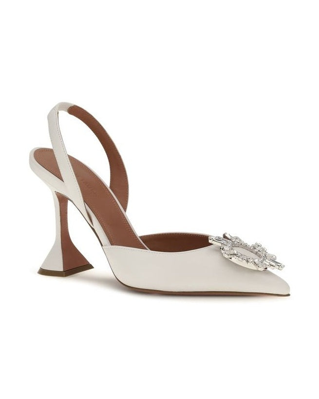 Amina Muaddi White High Heel Pumps