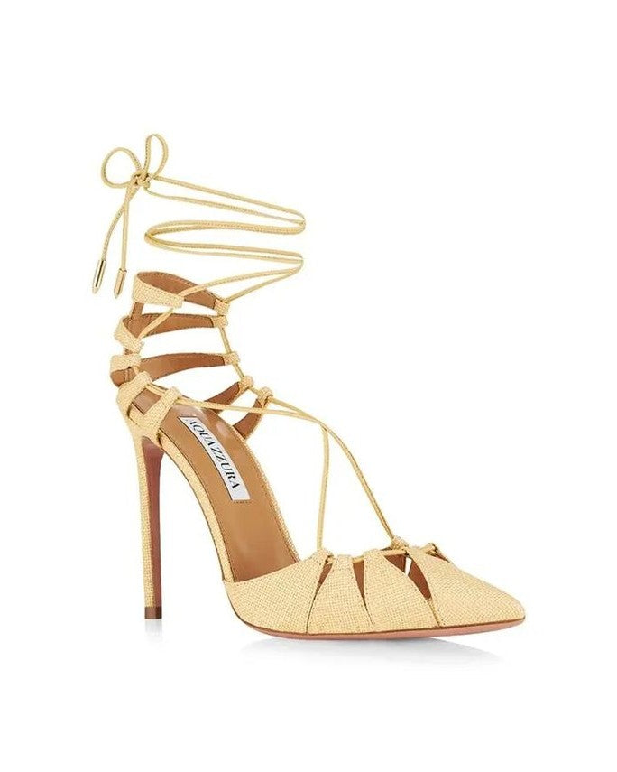Aquazzura Raffia Stiletto Heel Sandals Glam Steals