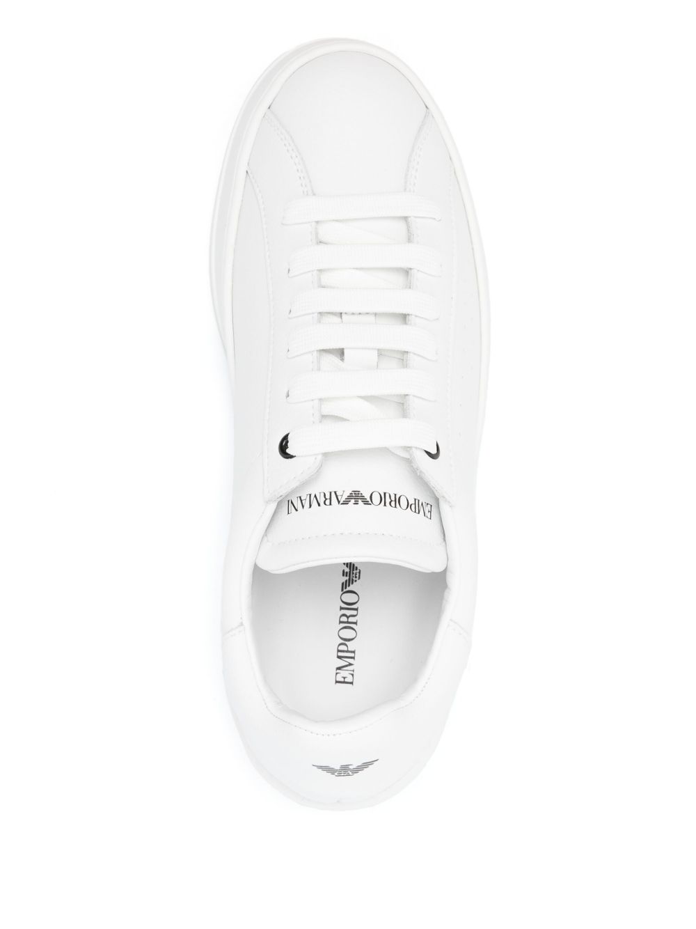 Armani Leather Emporio Exclusive Sneakers with Logo Glam Steals