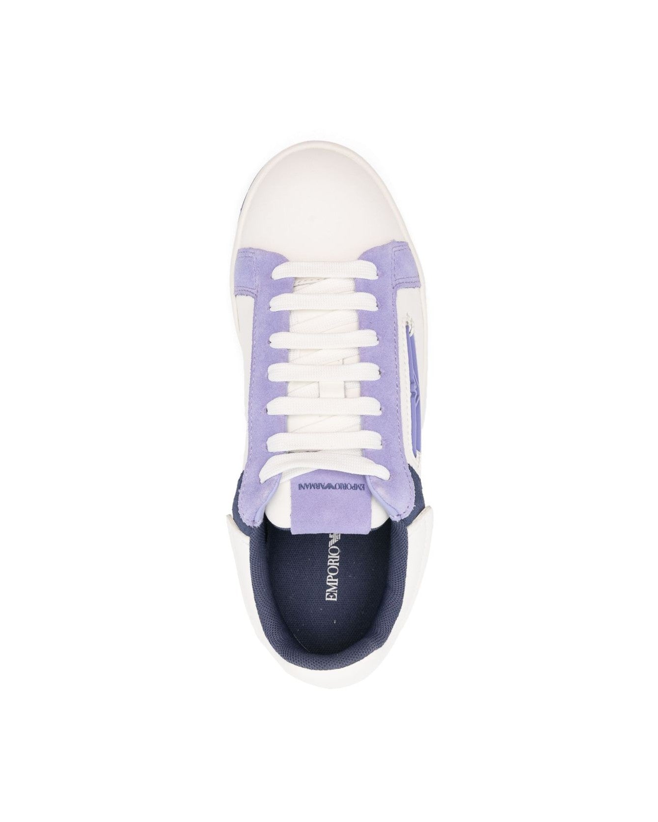 Armani Leather Emporio Exclusive Sneakers with Suede Details and Eagle Plate Glam Steals