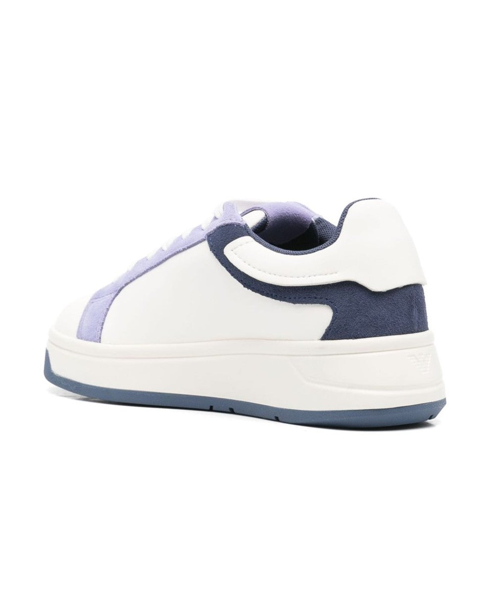 Armani Leather Emporio Exclusive Sneakers with Suede Details and Eagle Plate Glam Steals