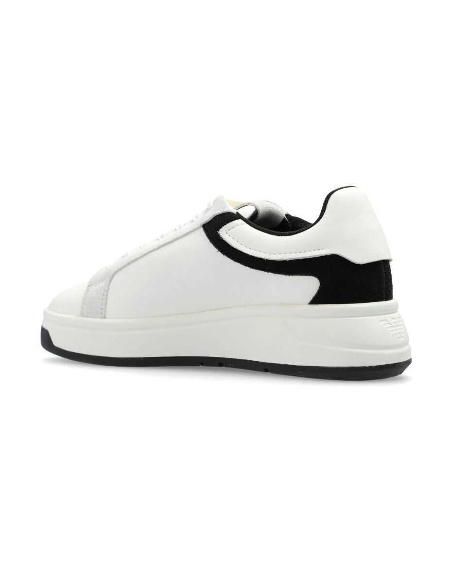 Armani Leather Emporio Exclusive Sneakers with Suede Details and Eagle Plaque Glam Steals