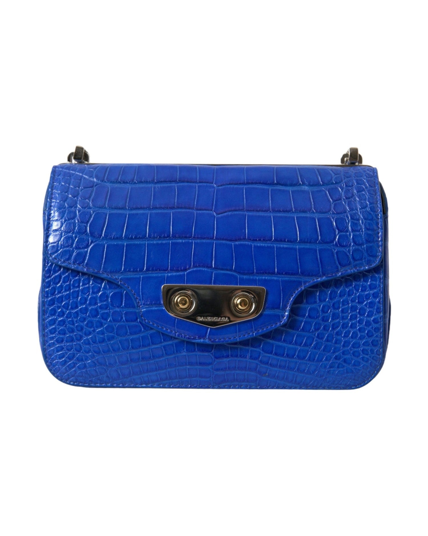 Balenciaga Alligator Skin Mini Shoulder Bag - Blue Elegant Glam Steals