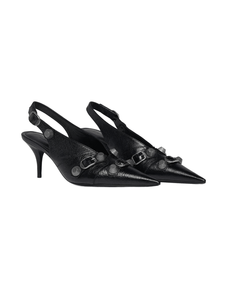 Balenciaga Black Calfskin Buckle Detail Heels Glam Steals