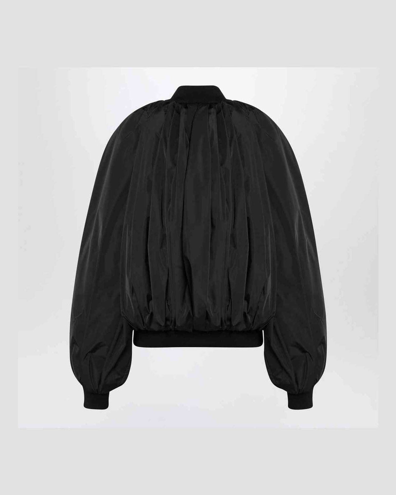 Balenciaga Black Draped Bomber Jacket in Technical Micro Faille Glam Steals