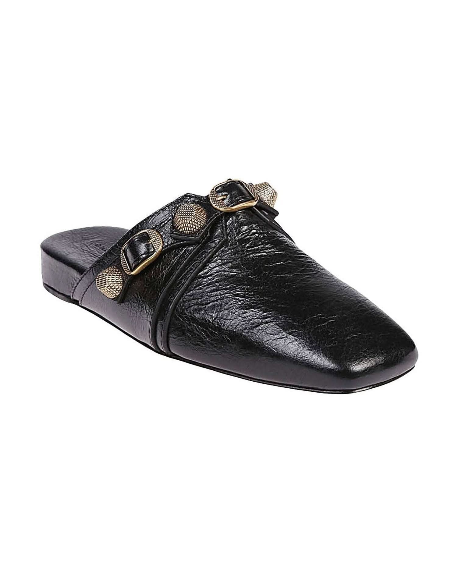 Balenciaga Leather Black Cozy Cagole Mules Sandals