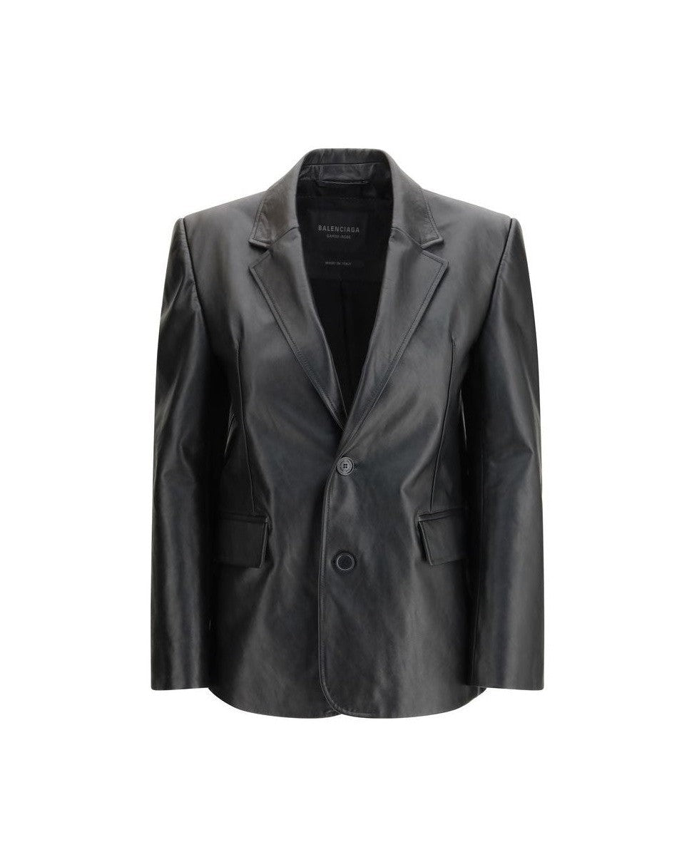 Balenciaga Black Leather Jacket Glam Steals