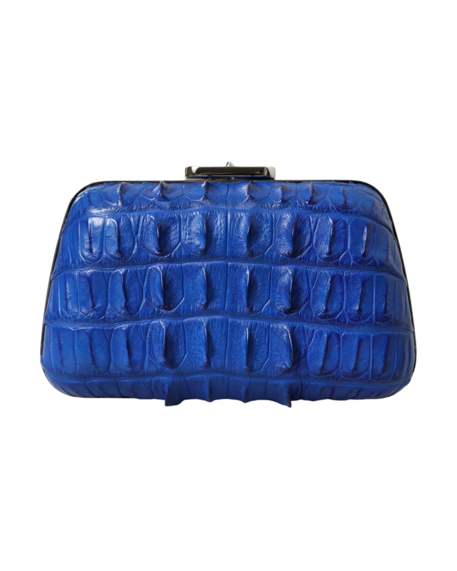 Balenciaga Electric Crocodile Skin Blue Clutch Glam Steals