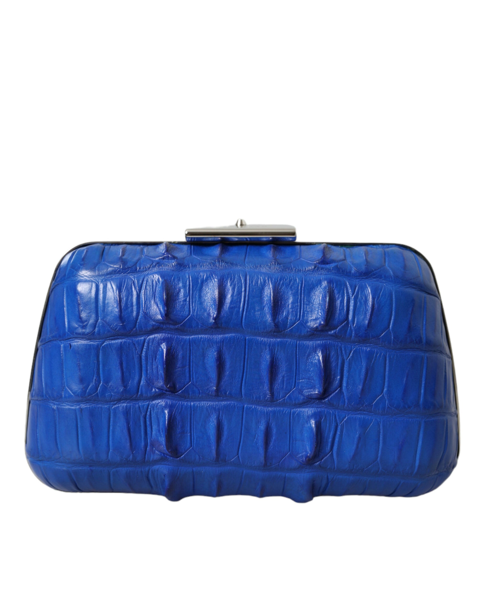 Balenciaga Electric Crocodile Skin Blue Clutch Glam Steals
