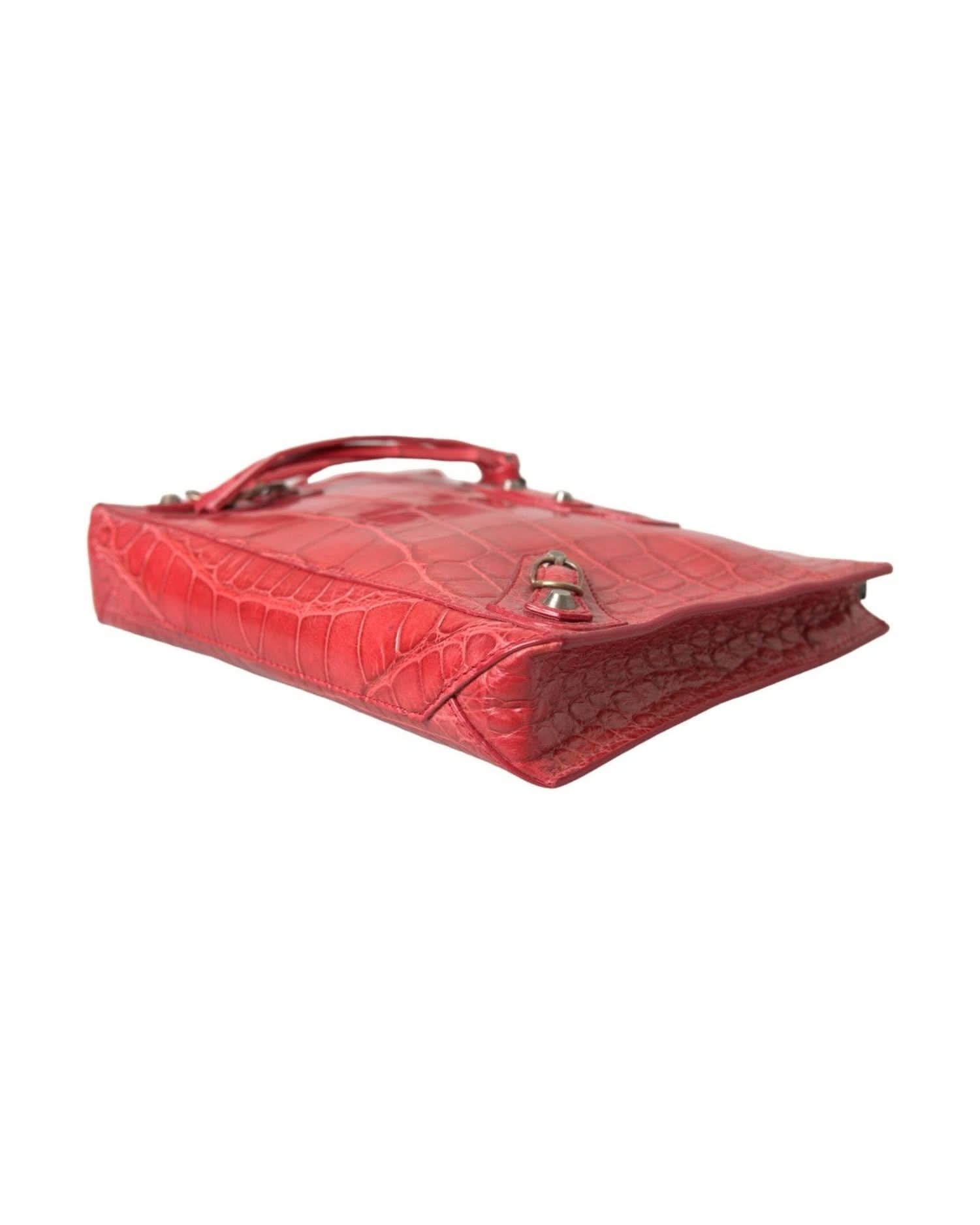 Balenciaga Exotic Red Alligator Leather Clutch Clutch Bags