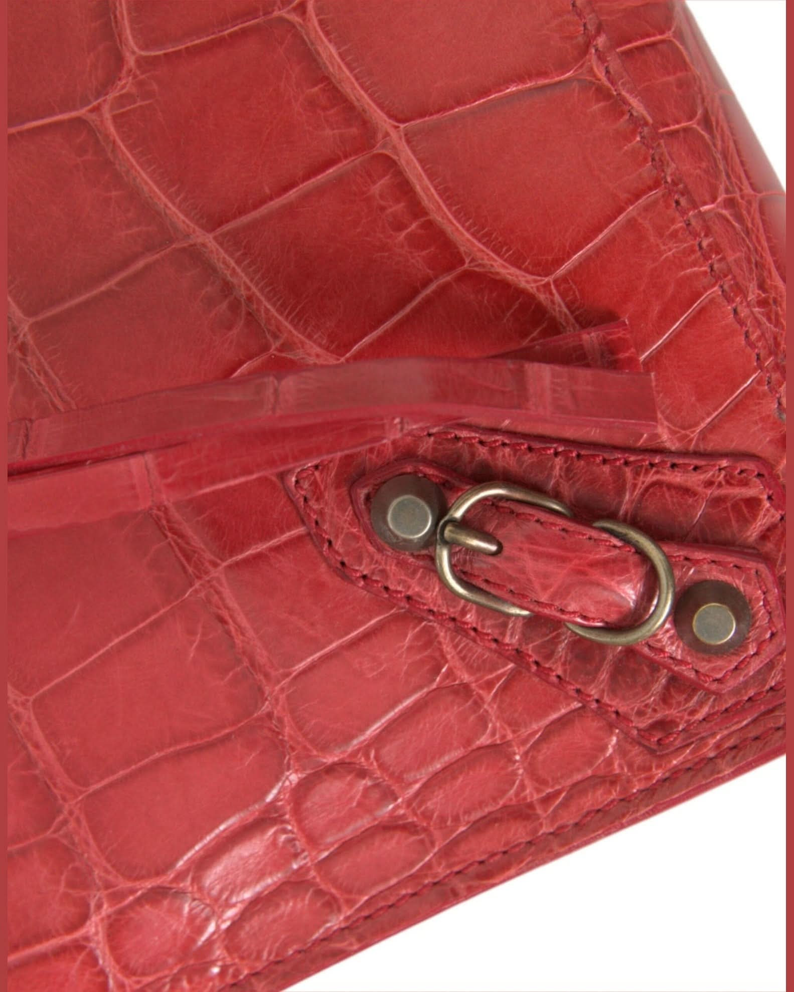 Balenciaga Exotic Red Alligator Leather Clutch Clutch Bags