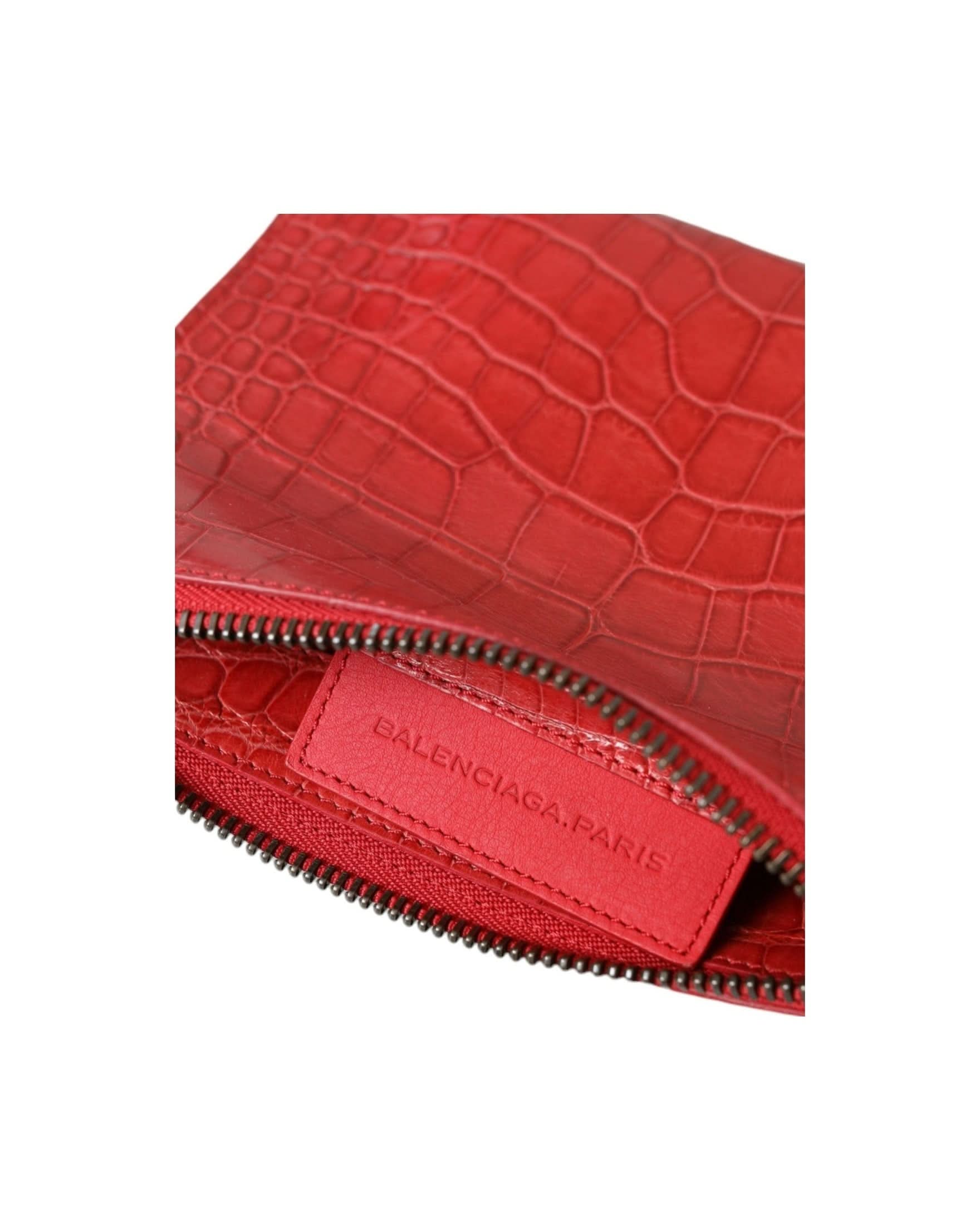 Balenciaga Exotic Red Alligator Leather Clutch Clutch Bags