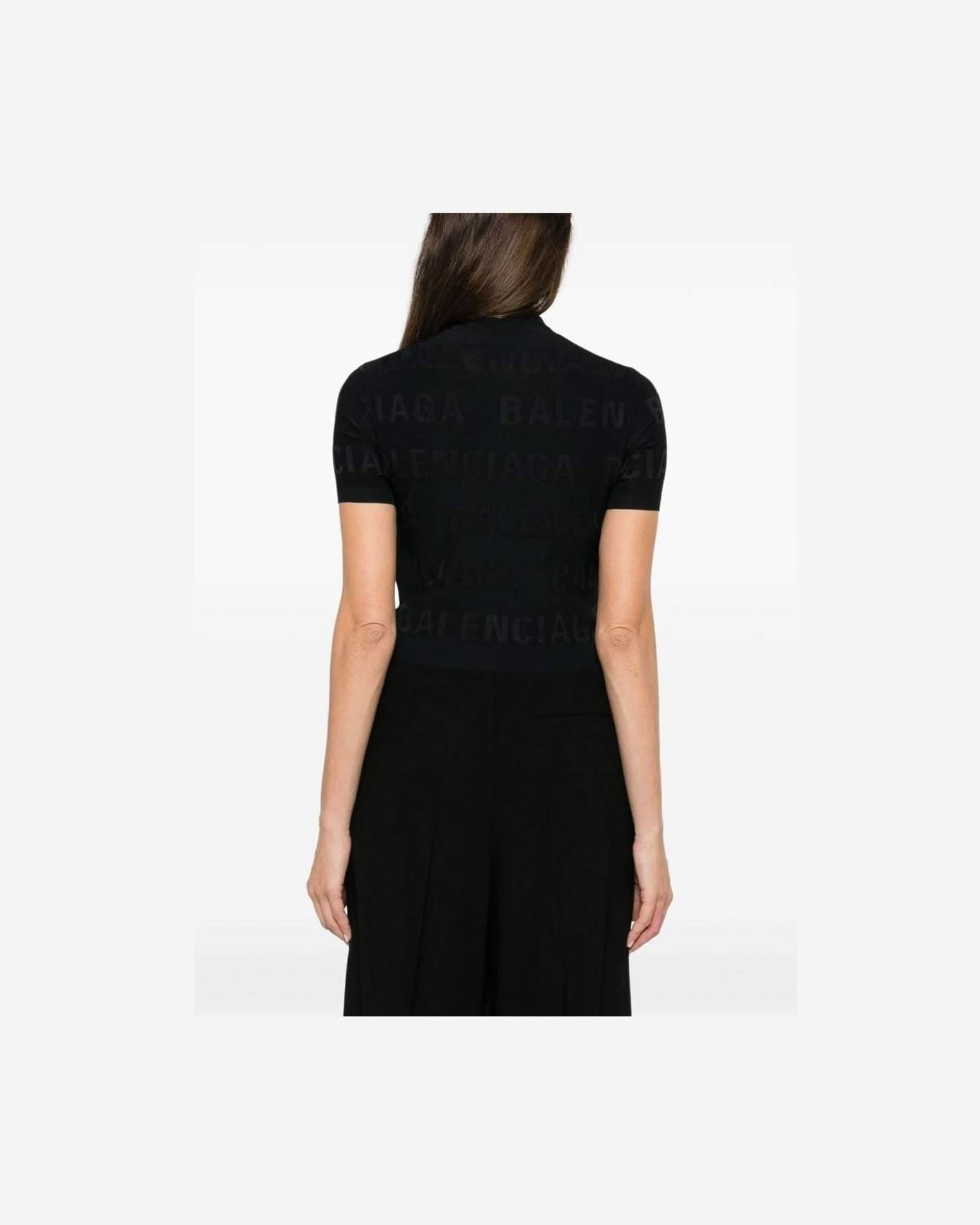 Balenciaga Jacquard Logo Crop Top Clothing Tops