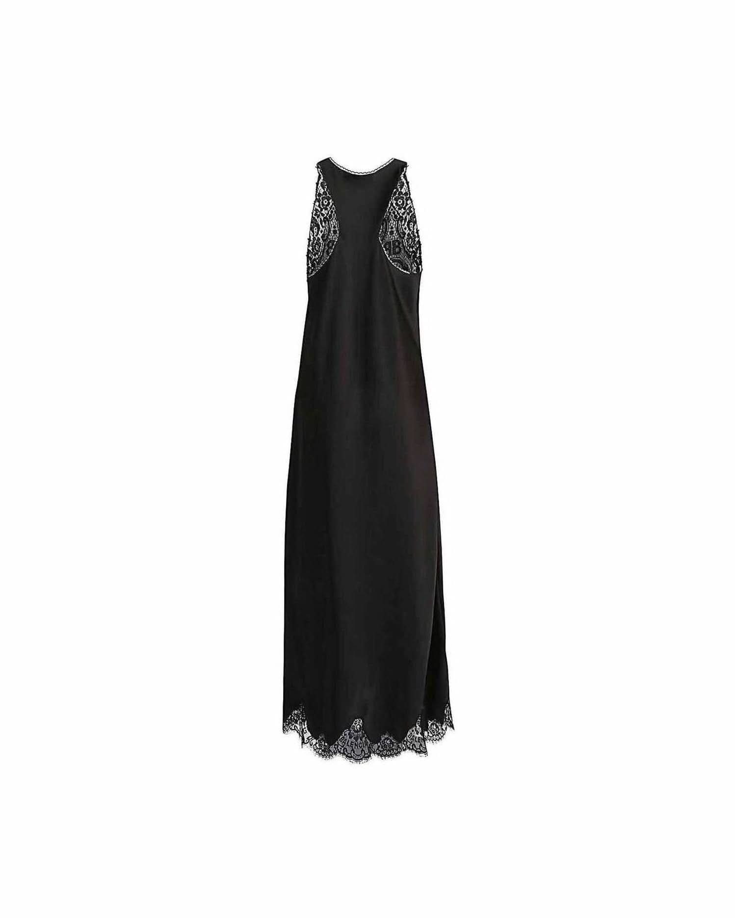 Balenciaga Lace Trim Long Length Sleeveless V Neckline Dress Dresses
