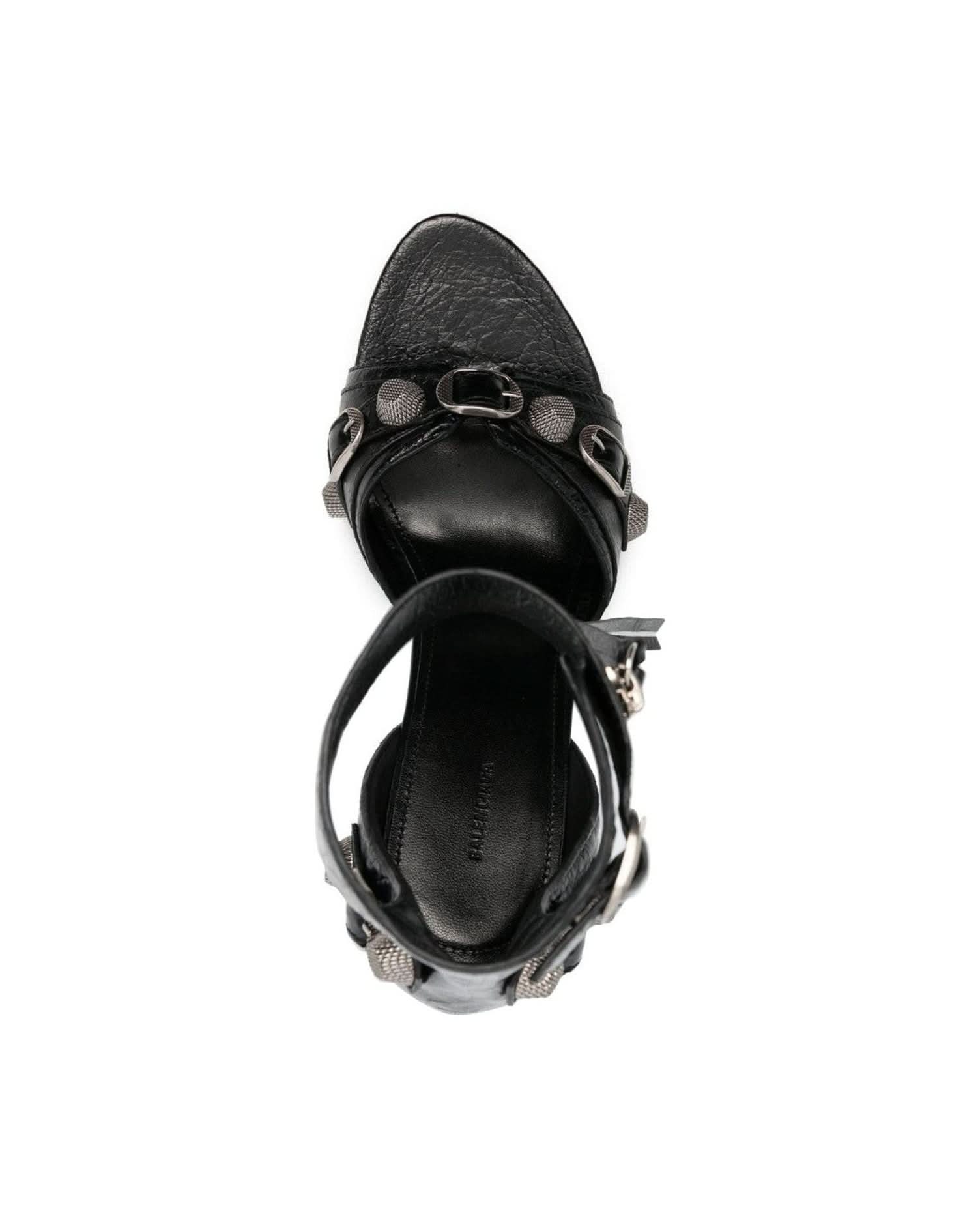 Balenciaga Leather Cagole 110Mm Sandals Heels