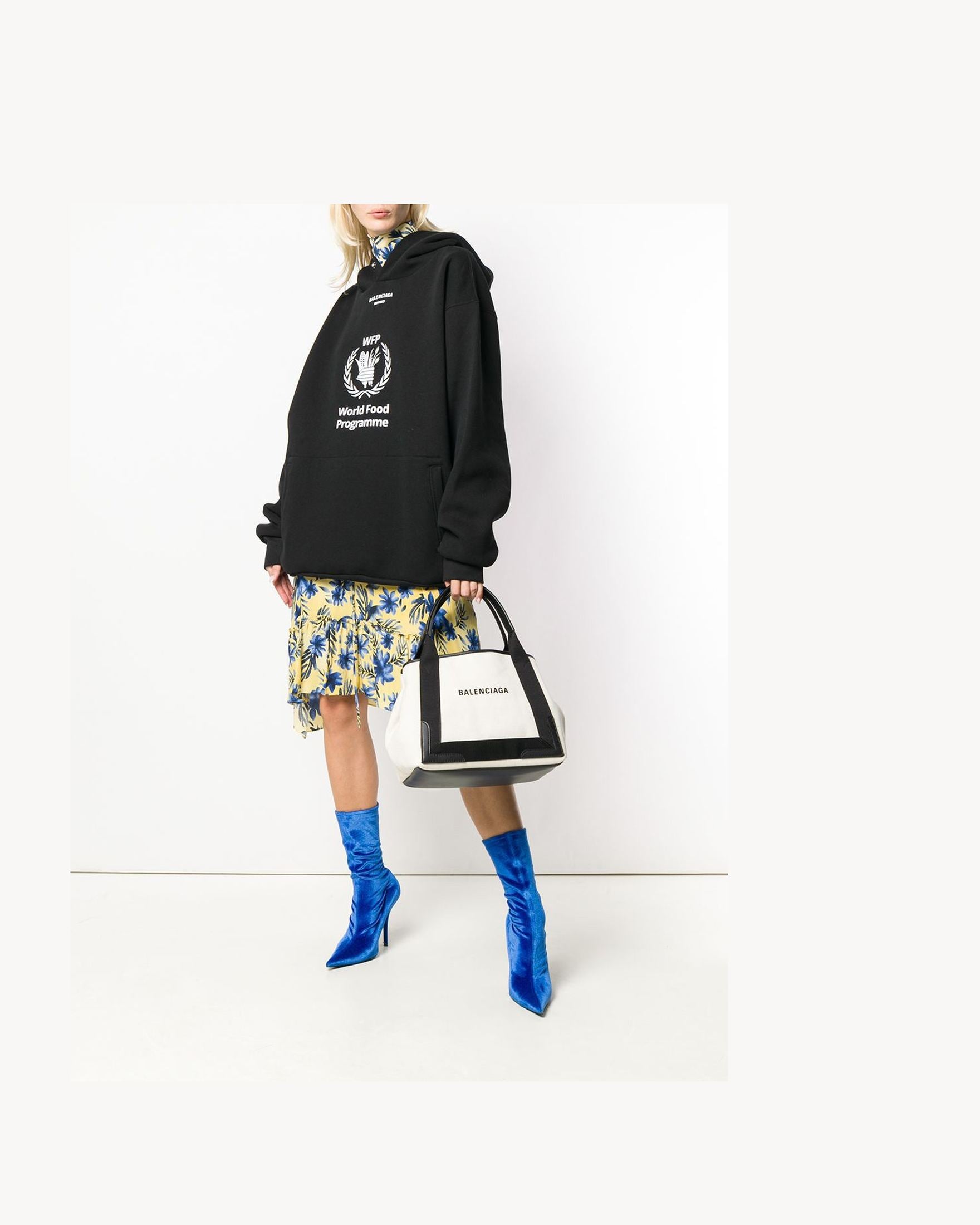 Balenciaga Navy Small Cabas Tote Bag Glam Steals