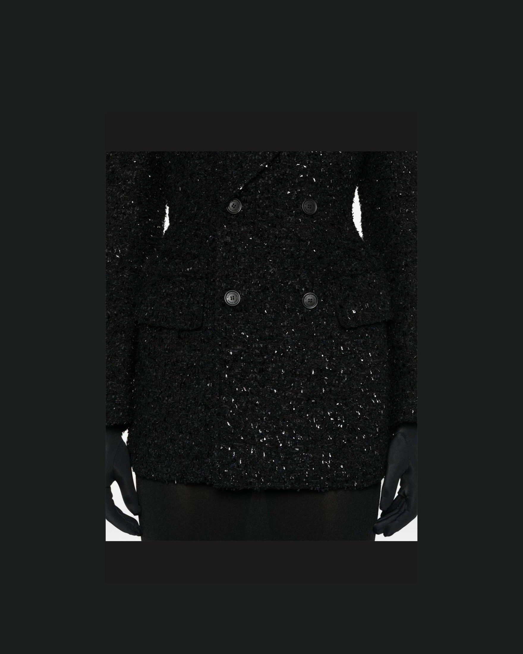 Balenciaga Tweed Hourglass Texture Padded Shoulder Wool Blend Blazer Glam Steals