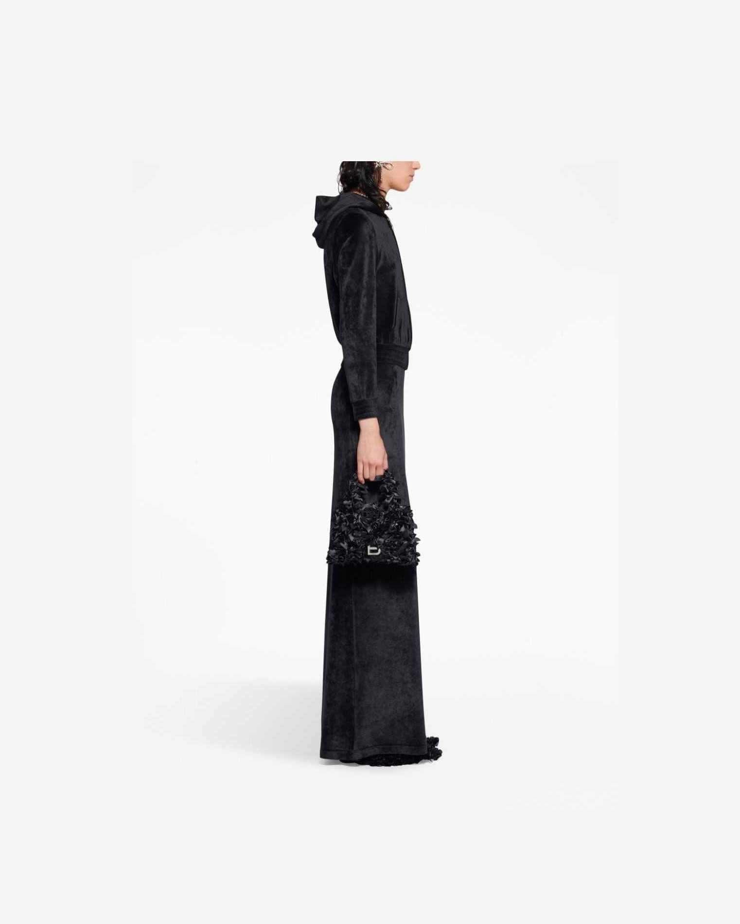 Balenciaga Velvet Crystal Embellished Zip Up Hoodie Hoodies