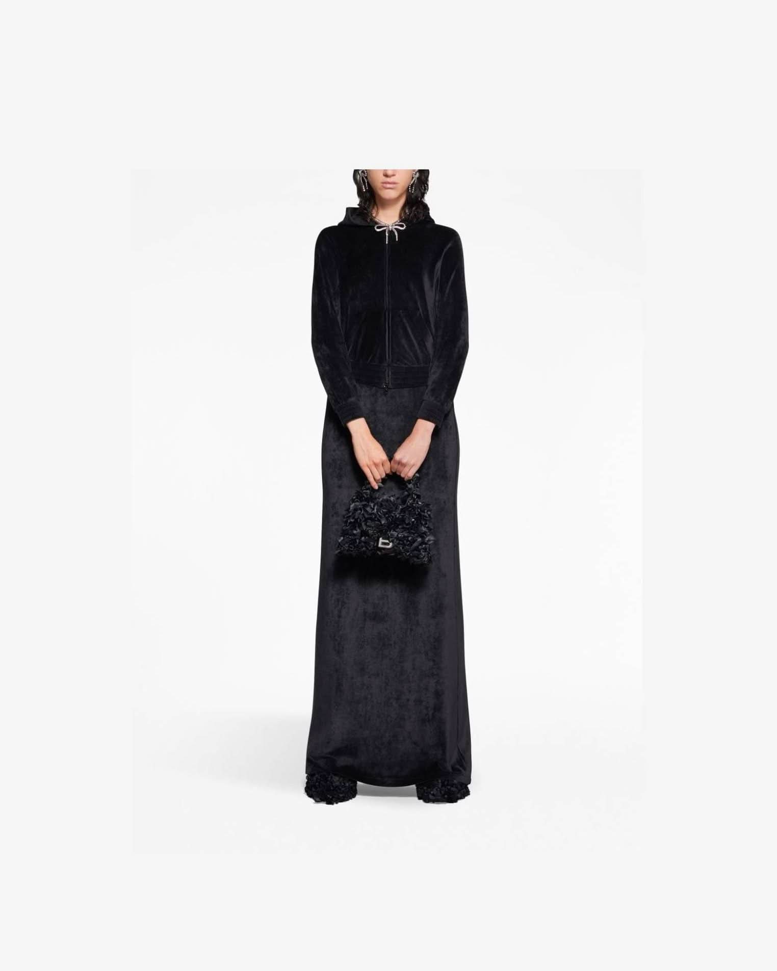 Balenciaga Velvet Crystal Embellished Zip Up Hoodie Hoodies