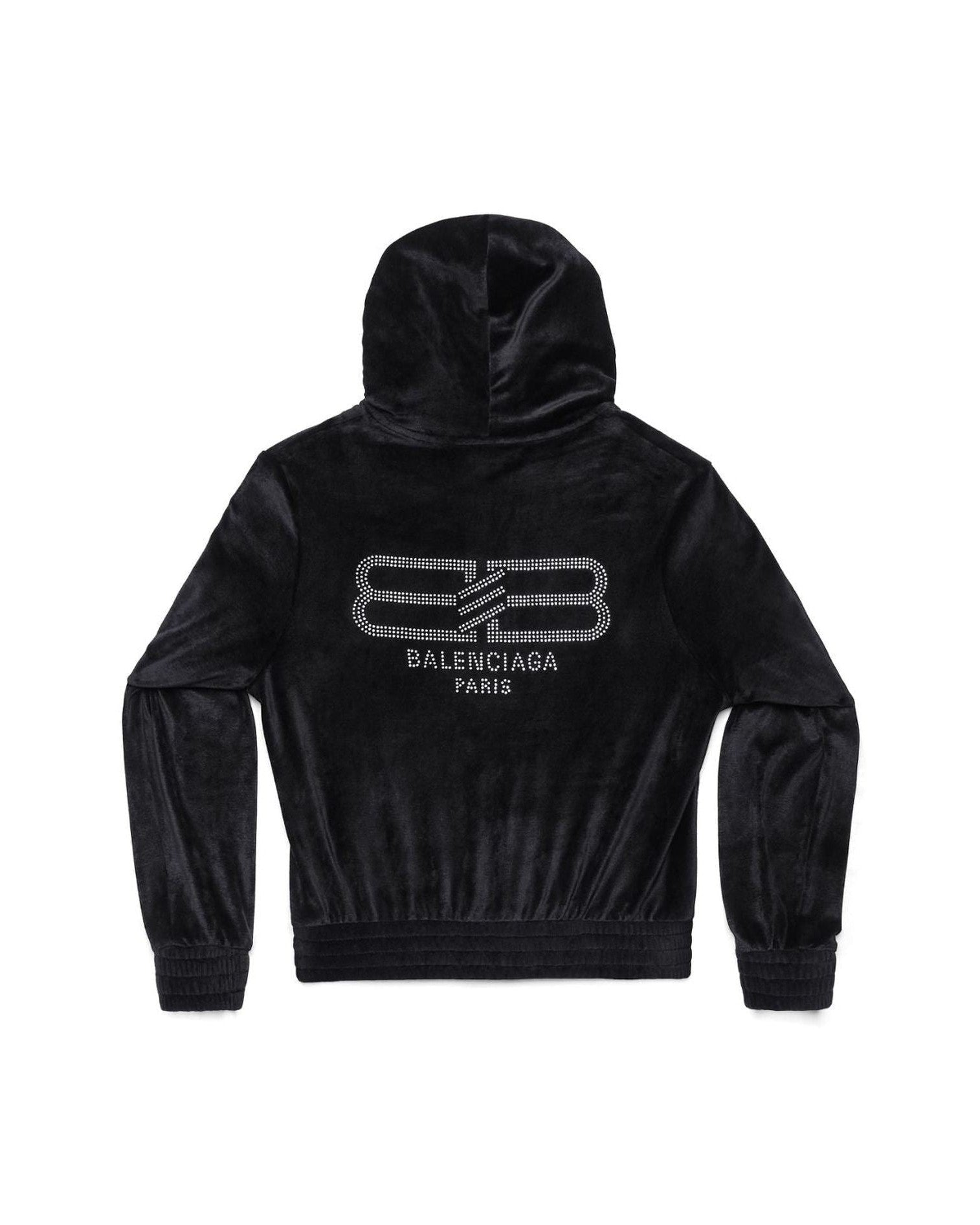 Balenciaga Velvet Crystal Embellished Zip Up Hoodie Glam Steals