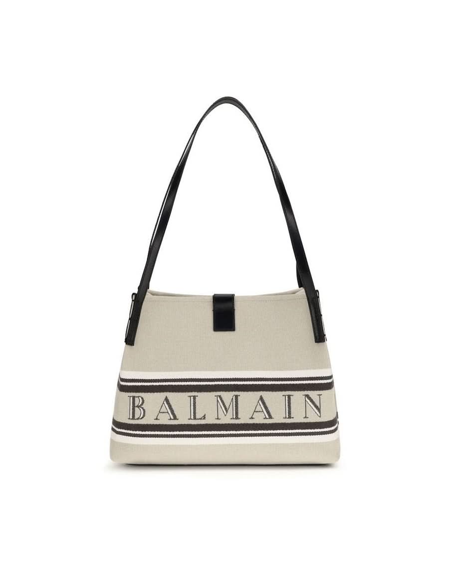 Balmain Beige Cotton Shoulder Bag