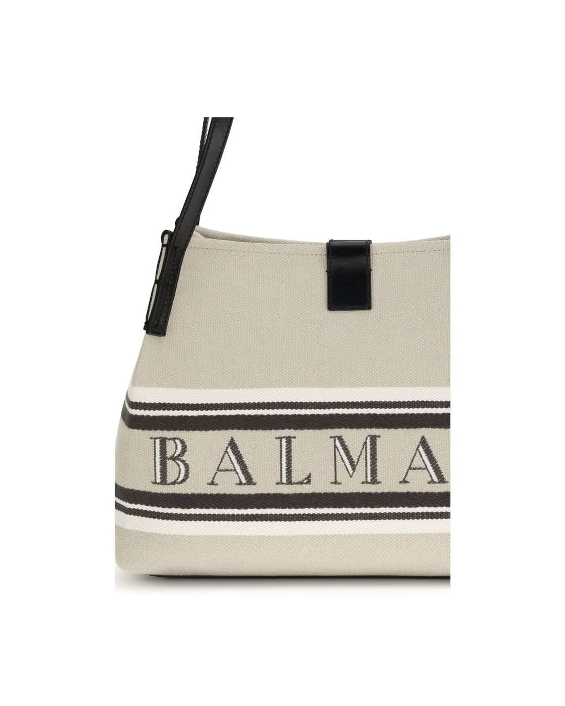 Balmain Beige Cotton Shoulder Bag