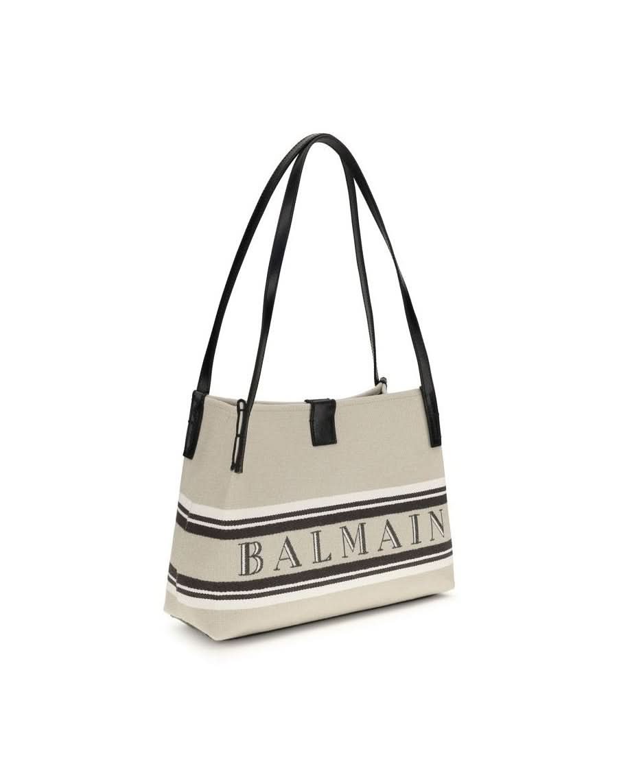 Balmain Beige Cotton Shoulder Bag