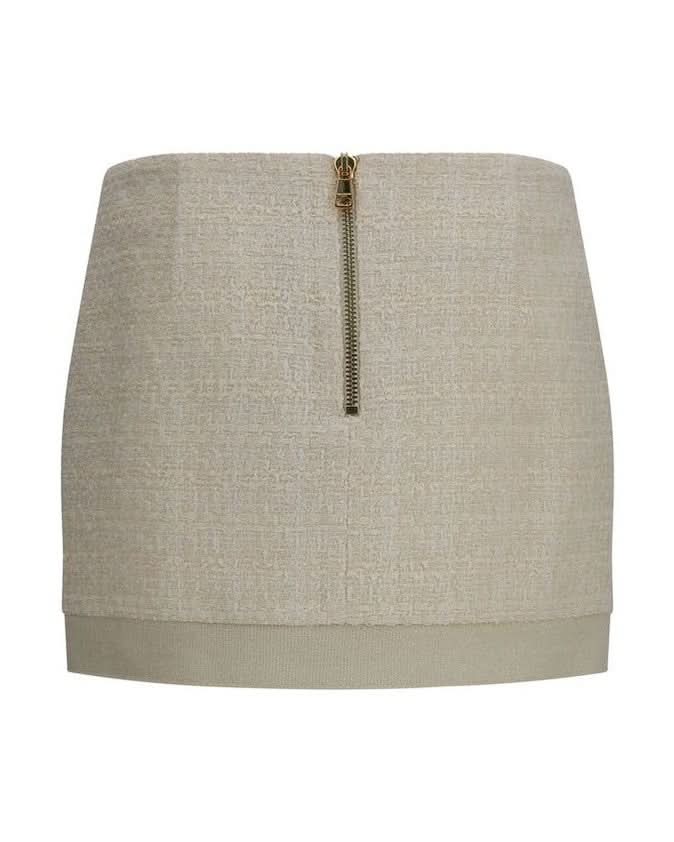 Balmain Beige Wool Oves Aries Mini Skirt