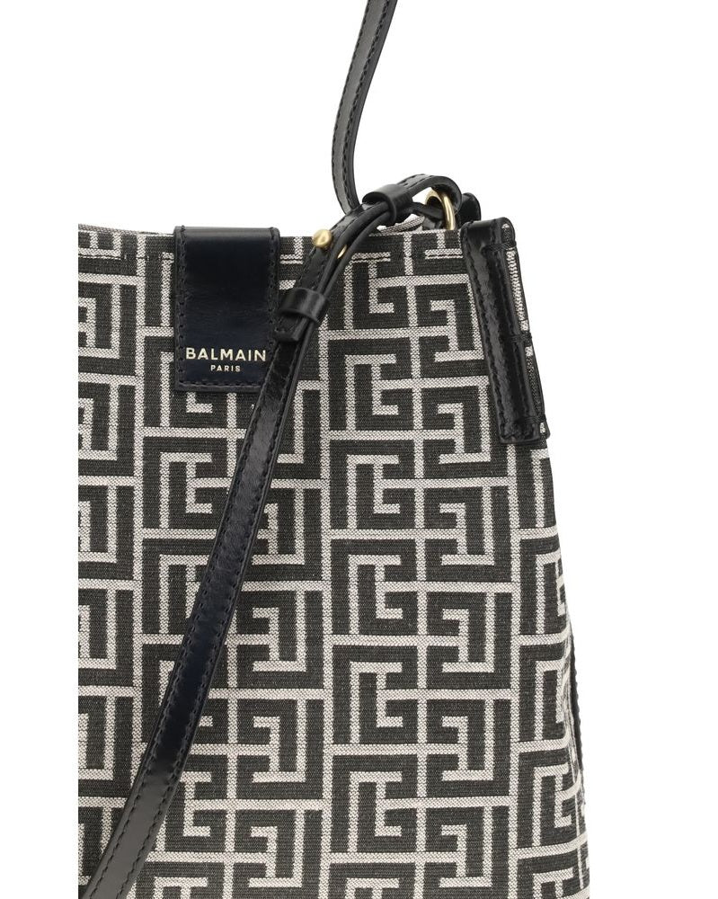 Balmain Black Cotton Bucket Bag