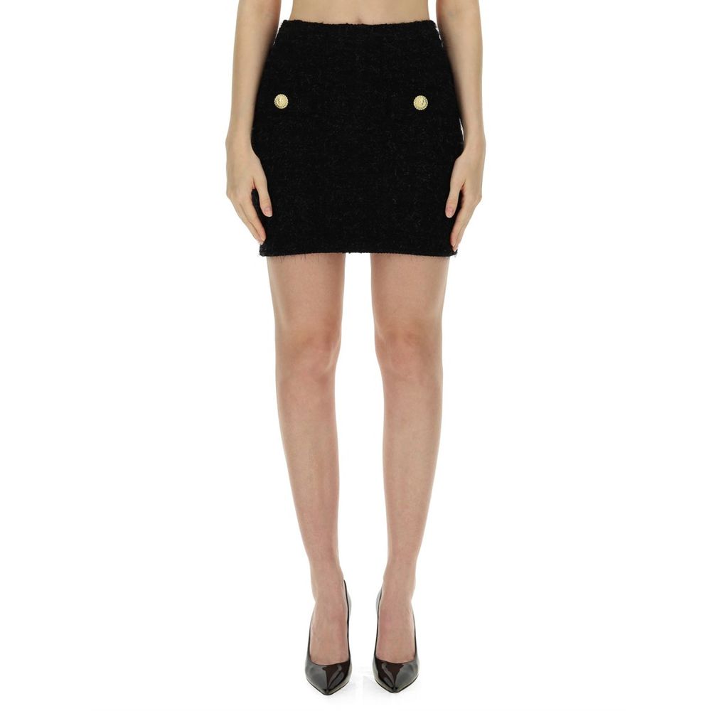 Balmain Black Cotton Mini Skirt Glam Steals