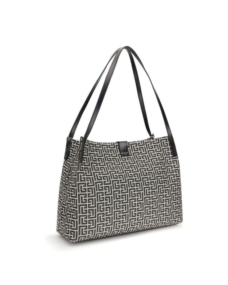 Balmain Black Cotton Shoulder Bag
